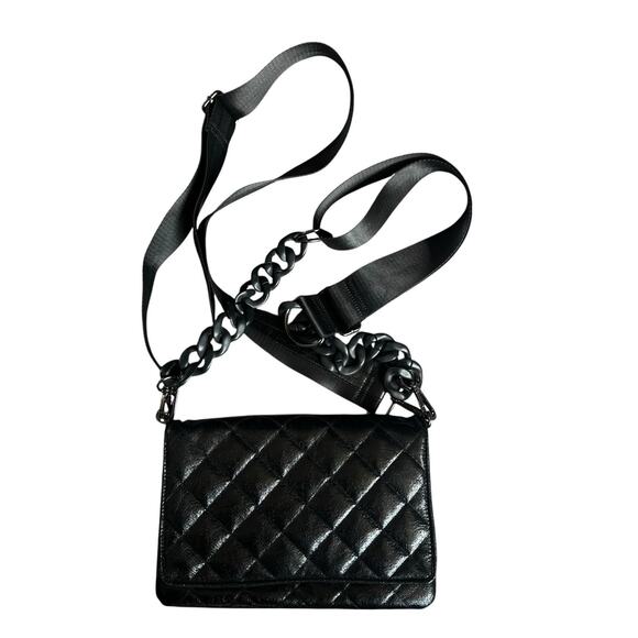 Haute Shore Lexi Black Quilted Crossbody Handbag Two Straps - Picture 1 of 16
